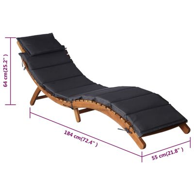 vidaXL Sun Loungers with Cushions 2 pcs Dark Grey Solid Wood Acacia