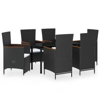 vidaXL 7 Piece Garden Dining Set with Cushions Black, black and brown vidaXL 7 Piece Garden Dining Set with Cushions Black