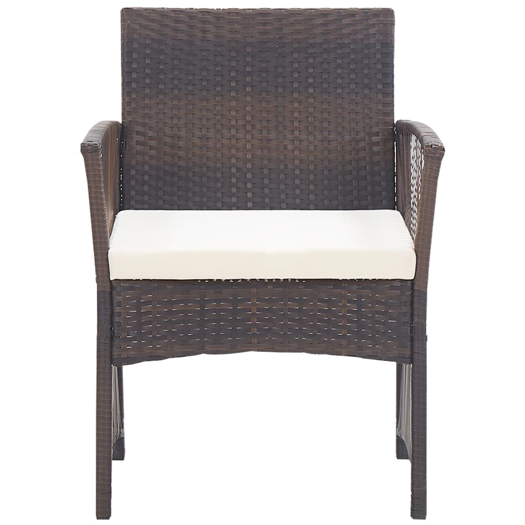vidaXL 4 Piece Garden Lounge Set with Cushion Poly Rattan Brown