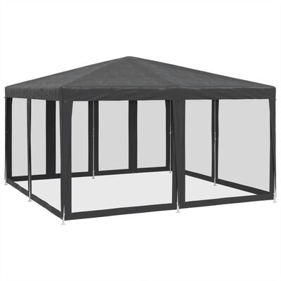 vidaXL Party Tent with 8 Mesh Sidewalls Anthracite 4x4 m HDPE, anthracite vidaXL Party Tent with 8 Mesh Sidewalls Anthracite 4x4 m HDPE