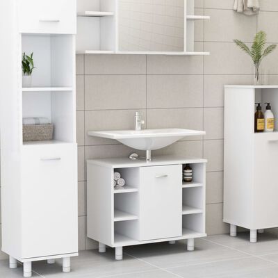 vidaXL 3 Piece Bathroom Furniture Set White Engineered Wood