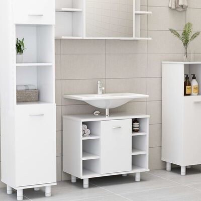 vidaXL 3 Piece Bathroom Furniture Set White Engineered Wood,  vidaXL 3 Piece Bathroom Furniture Set White Engineered Wood