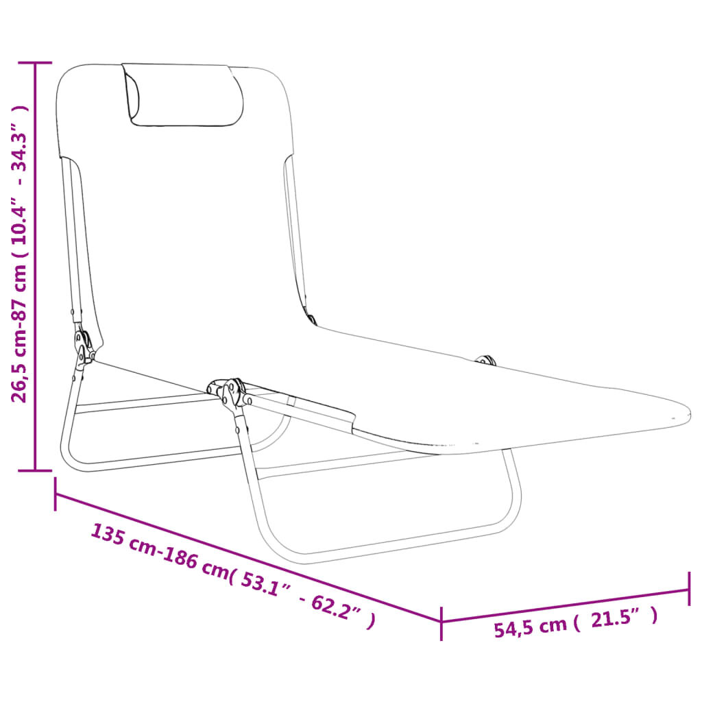 vidaXL Folding Sun Loungers 2 pcs Grey Textilene and Steel