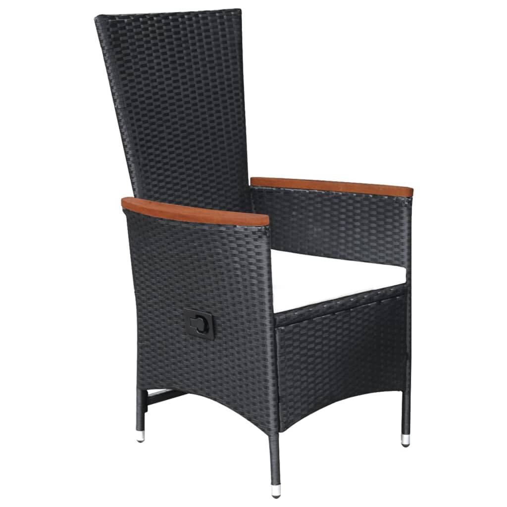 vidaXL 7 Piece Garden Dining Set Poly Rattan Black