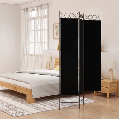 vidaXL 3-Panel Room Divider Black 120x200 cm Fabric, black vidaXL 3-Panel Room Divider Black 120x200 cm Fabric