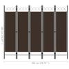vidaXL 5-Panel Room Divider Brown 200x180 cm