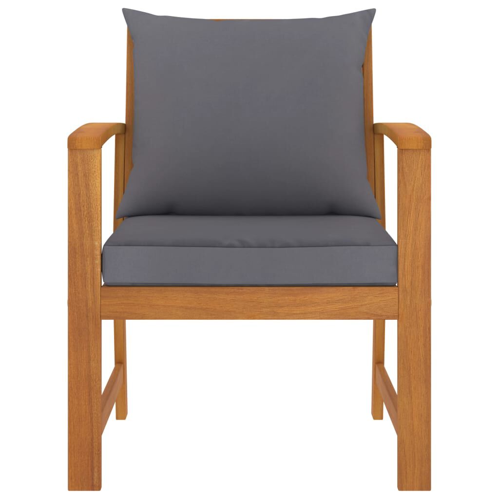 vidaXL Garden Chairs 2 pcs with Dark Grey Cushion Solid Acacia Wood
