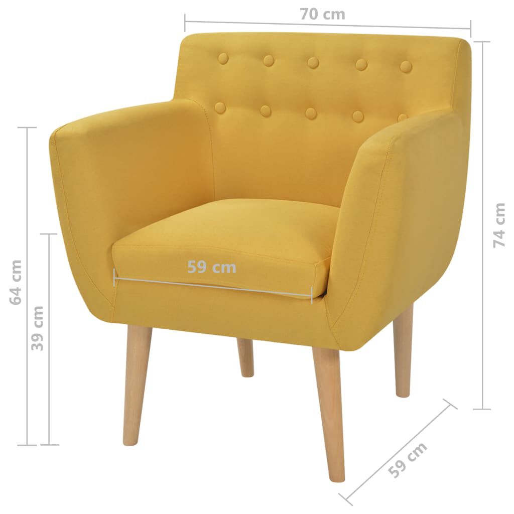 vidaXL Armchair Yellow Fabric