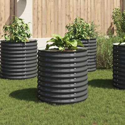 vidaXL Garden Raised Bed 80x80x81 cm Galvanised Steel Grey