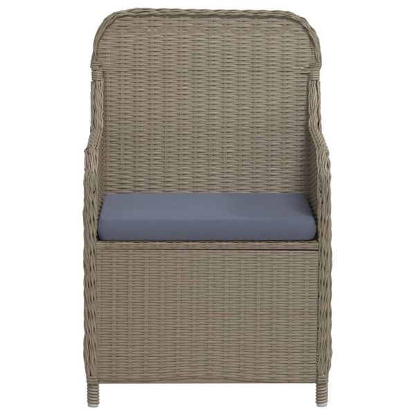 vidaXL 7 Piece Garden Dining Set with Cushions Brown