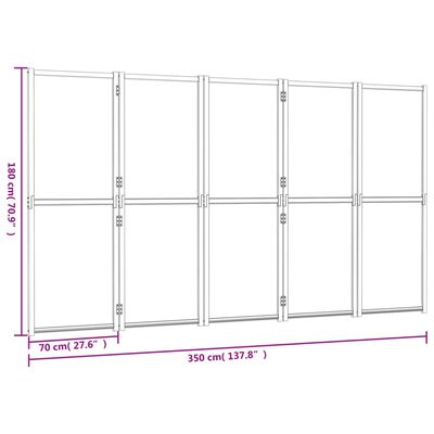 vidaXL 5-Panel Room Divider Black 350x180 cm