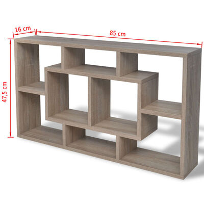 vidaXL Floating Wall Display Shelf 8 Compartments Oak Colour, oak vidaXL Floating Wall Display Shelf 8 Compartments Oak Colour