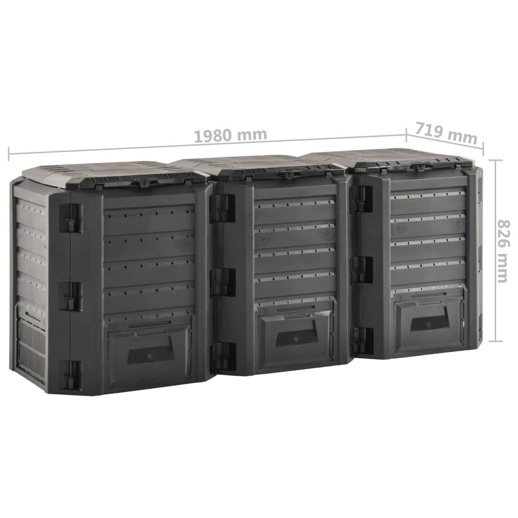 vidaXL Garden Composter Black 1200 L