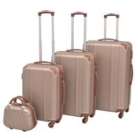 vidaXL Four Piece Hardcase Trolley Set Champagne, champagne vidaXL Four Piece Hardcase Trolley Set Champagne