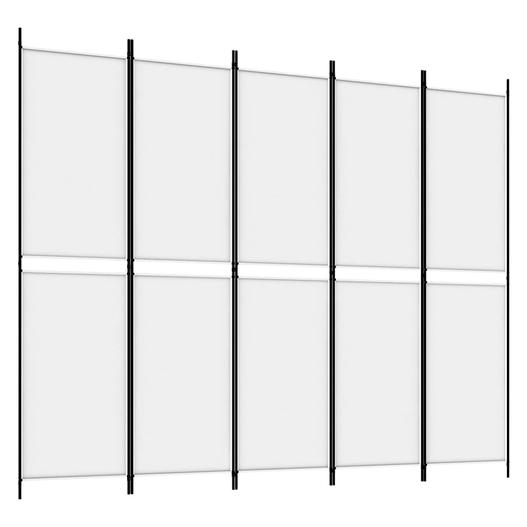 vidaXL 5-Panel Room Divider White 250x200 cm Fabric