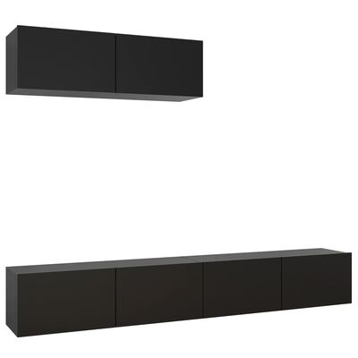 vidaXL TV Cabinets 3 pcs Black Engineered Wood, black vidaXL TV Cabinets 3 pcs Black Engineered Wood