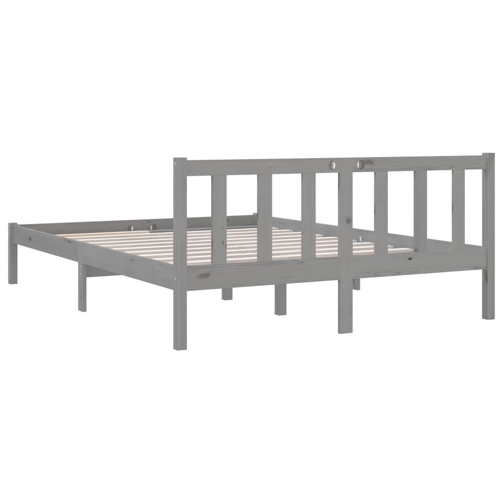 810094 vidaXL Bed Frame without Mattress Grey Solid Wood 160x200 cm