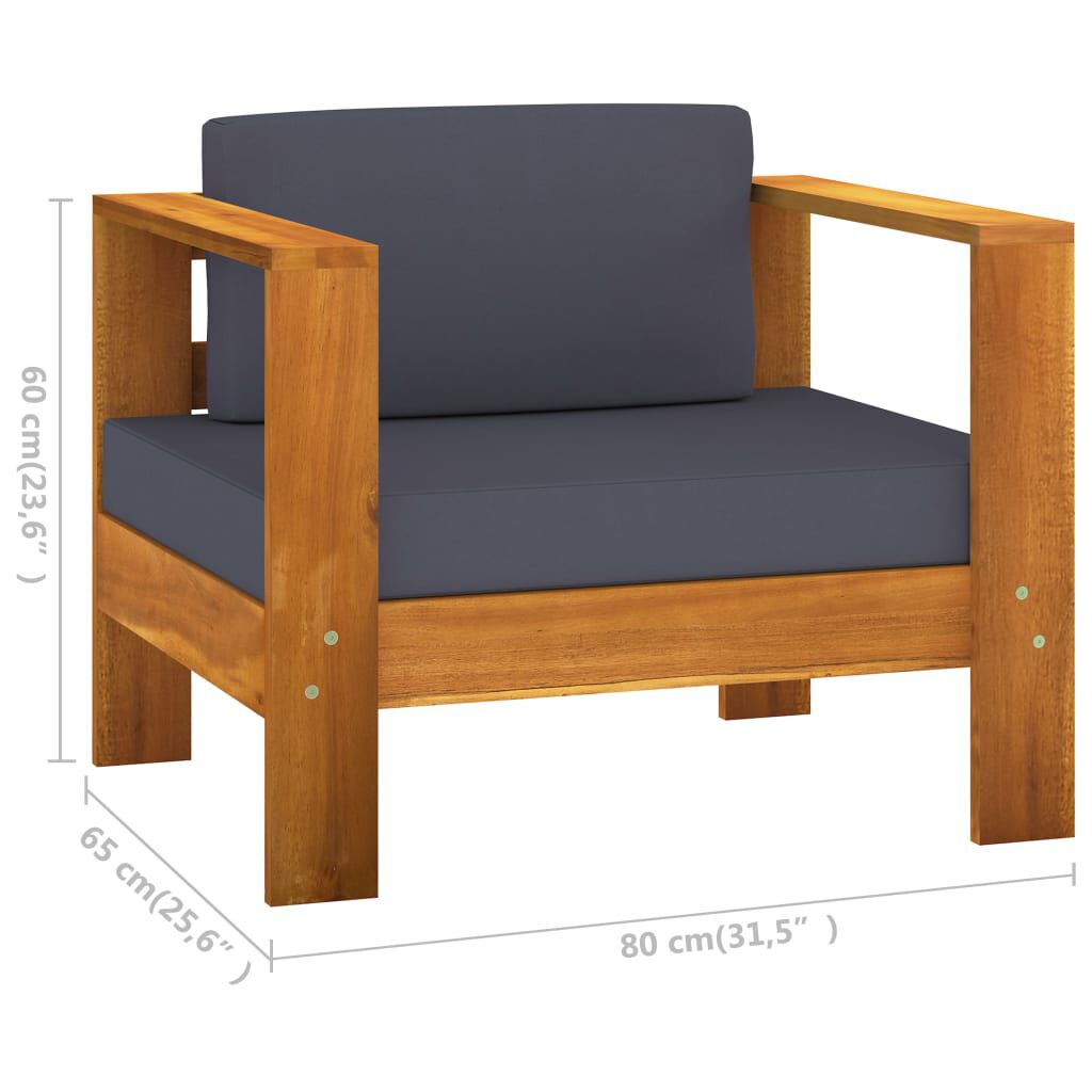 vidaXL 8 Piece Garden Lounge Set with Dark Grey Cushions Acacia Wood