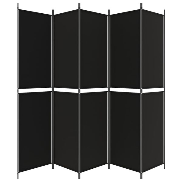 vidaXL 5-Panel Room Divider Black 250x220 cm Fabric