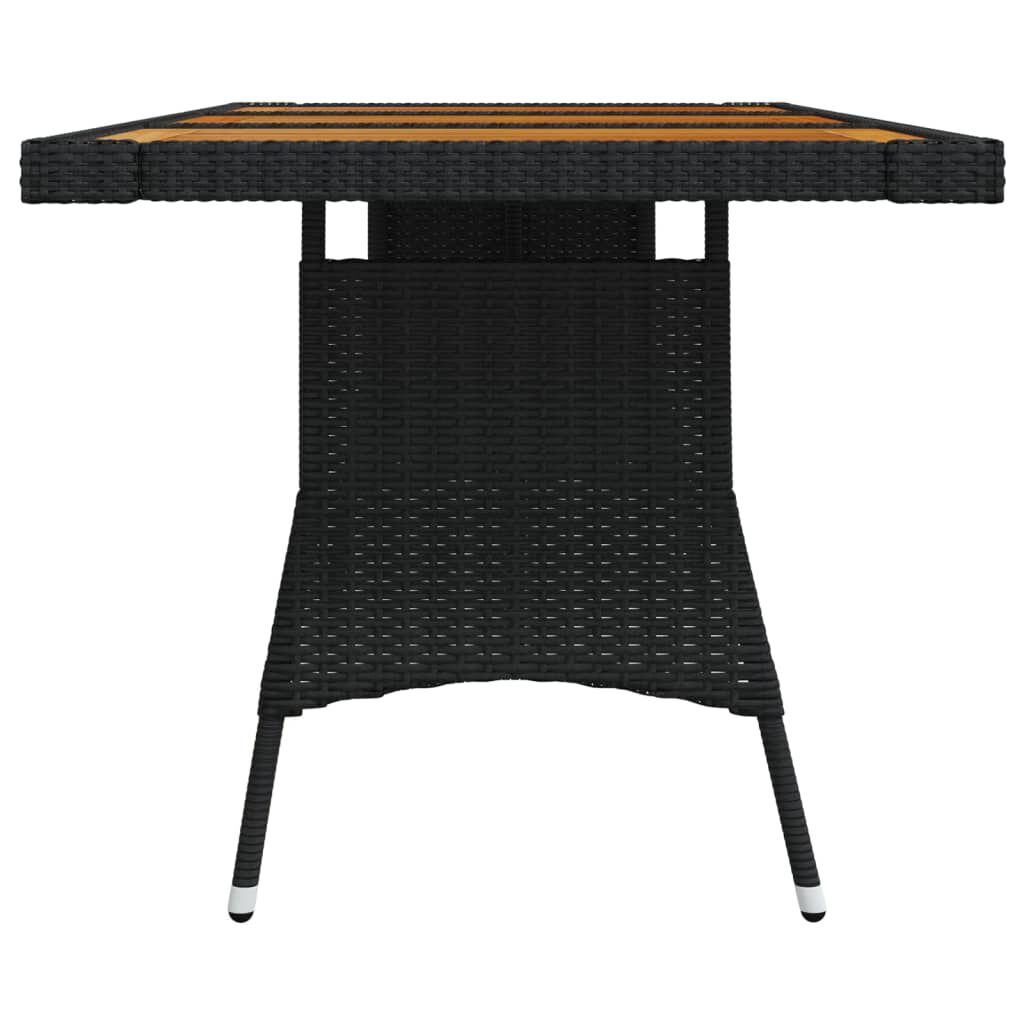 vidaXL Garden Table Black 160x70x72 cm Poly Rattan & Solid Acacia Wood