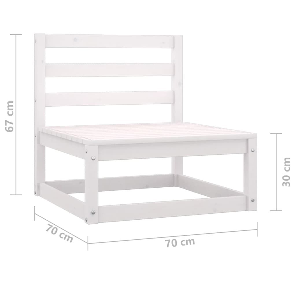 vidaXL Garden Middle Sofas 3 pcs White Solid Wood Pine