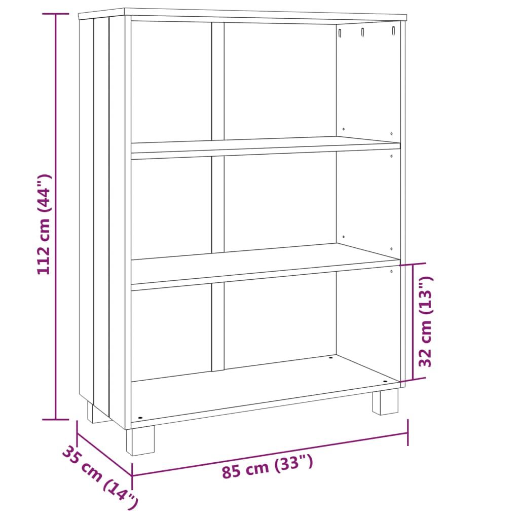 vidaXL Book Cabinet HAMAR Dark Grey 85x35x112 cm Solid Wood Pine