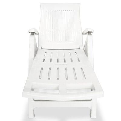 vidaXL Sun Lounger with Footrest Plastic White, white vidaXL Sun Lounger with Footrest Plastic White
