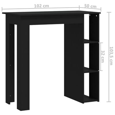 vidaXL Bar Table with Shelf Black 102x50x103.5 cm Engineered Wood, black vidaXL Bar Table with Shelf Black 102x50x103.5 cm Engineered Wood