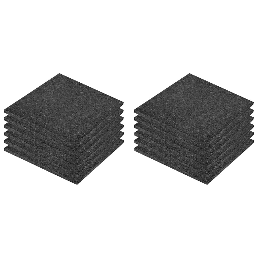 vidaXL Fall Protection Tiles 12 pcs Rubber 50x50x3 cm Black