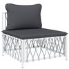vidaXL 5 Piece Garden Lounge Set with Cushions White Steel