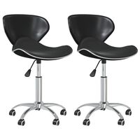 vidaXL Swivel Dining Chairs 2 pcs Black Faux Leather, black vidaXL Swivel Dining Chairs 2 pcs Black Faux Leather