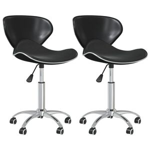 vidaXL Swivel Dining Chairs 2 pcs Black Faux Leather
