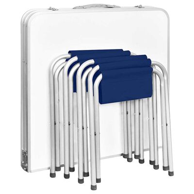 vidaXL Foldable Camping Table Set with 4 Stools Height Adjustable 120 x 60 cm,  vidaXL Foldable Camping Table Set with 4 Stools Height Adjustable 120 x 60 cm