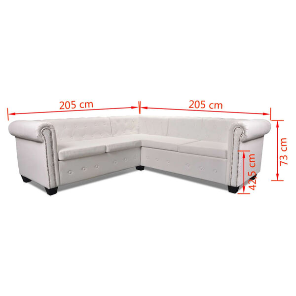 vidaXL Chesterfield Corner Sofa 5-Seater Artificial Leather White