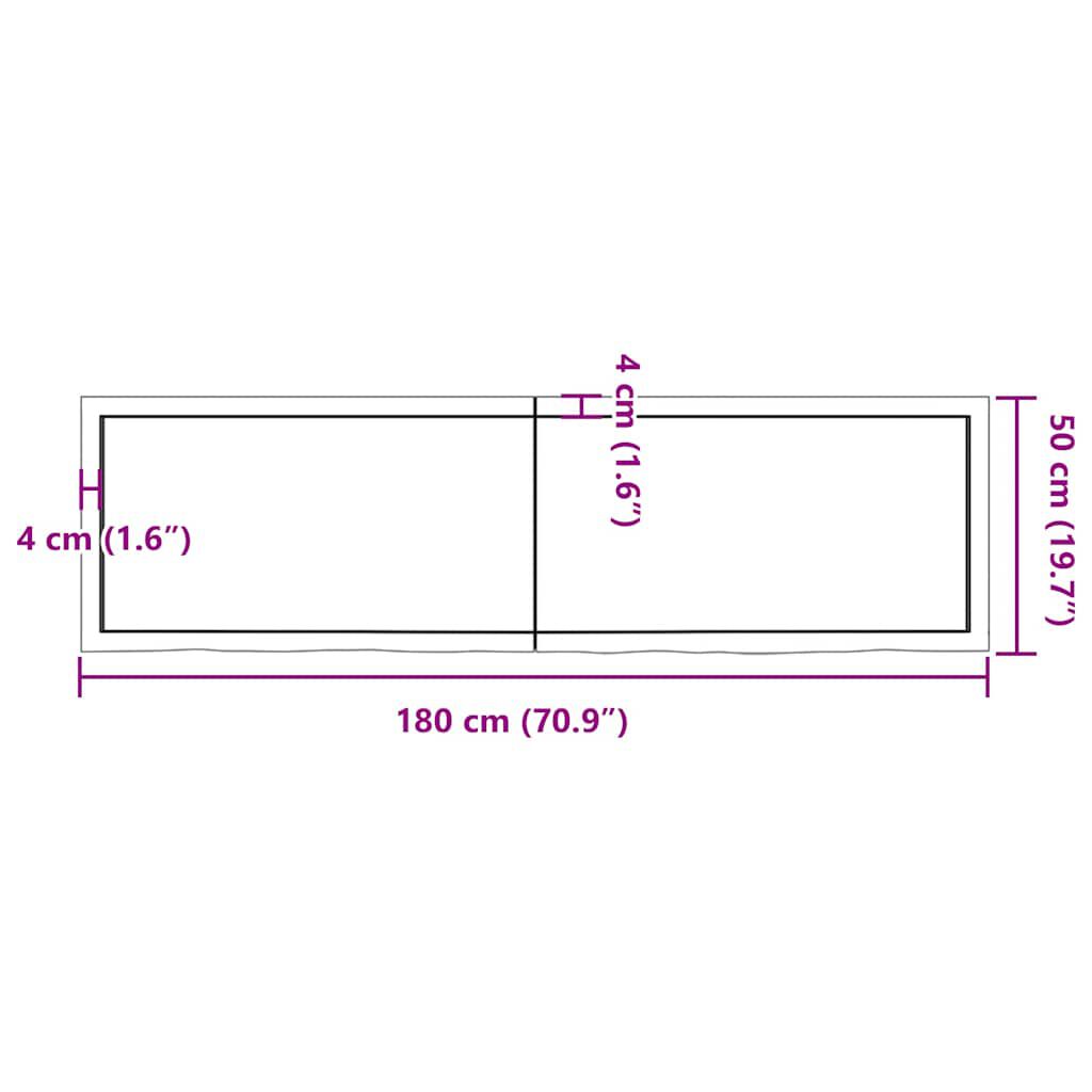 vidaXL Wall Shelf Light Brown 180x50x(2-4) cm Treated Solid Wood Oak