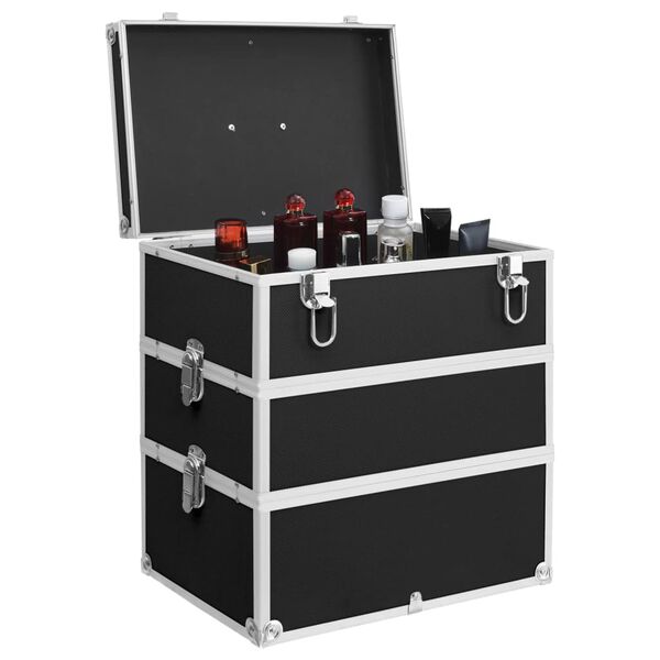 vidaXL Make-up Case 37x24x40 cm Black Aluminium