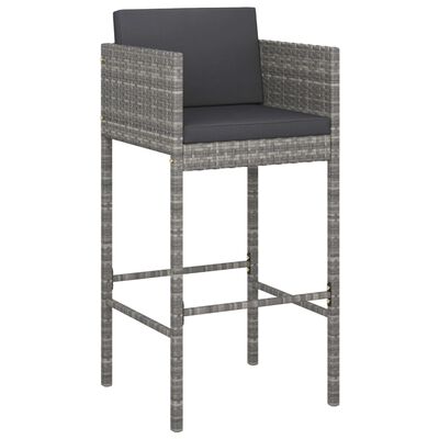 vidaXL 5 Piece Garden Bar Set with Cushions Poly Rattan Grey, grey vidaXL 5 Piece Garden Bar Set with Cushions Poly Rattan Grey