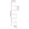 vidaXL Wall Corner Shelf Smoked Oak 20x20x127.5 cm Engineered Wood