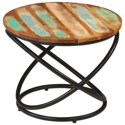 vidaXL Coffee Table Ø50x40 cm Solid Wood Reclaimed and Steel,  vidaXL Coffee Table Ø50x40 cm Solid Wood Reclaimed and Steel