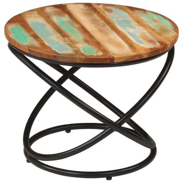 vidaXL Coffee Table Ø50x40 cm Solid Wood Reclaimed and Steel