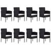 vidaXL 9 Piece Garden Dining Set Poly Rattan Black
