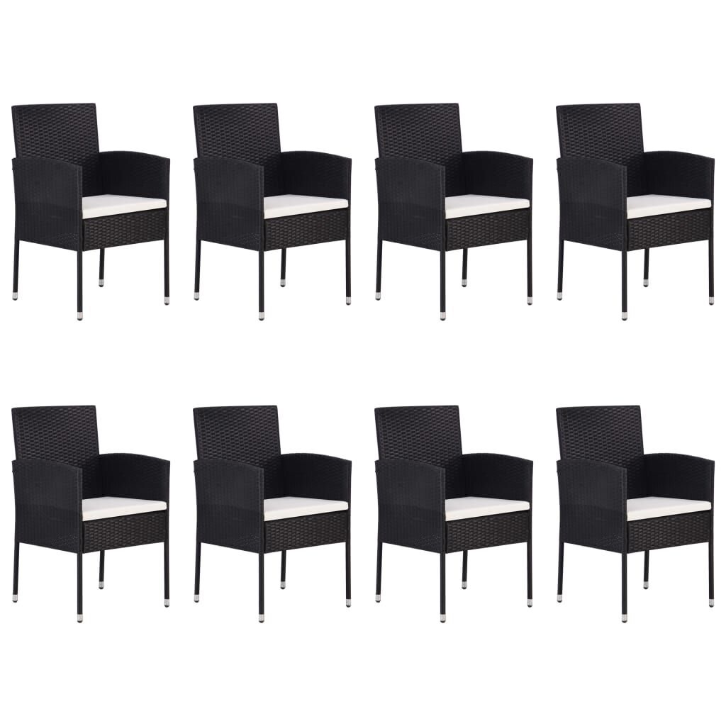 vidaXL 9 Piece Garden Dining Set Poly Rattan Black