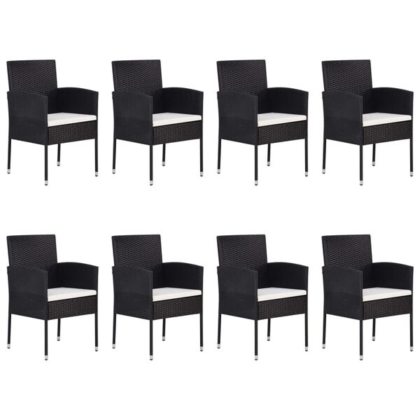 vidaXL 9 Piece Garden Dining Set Poly Rattan Black
