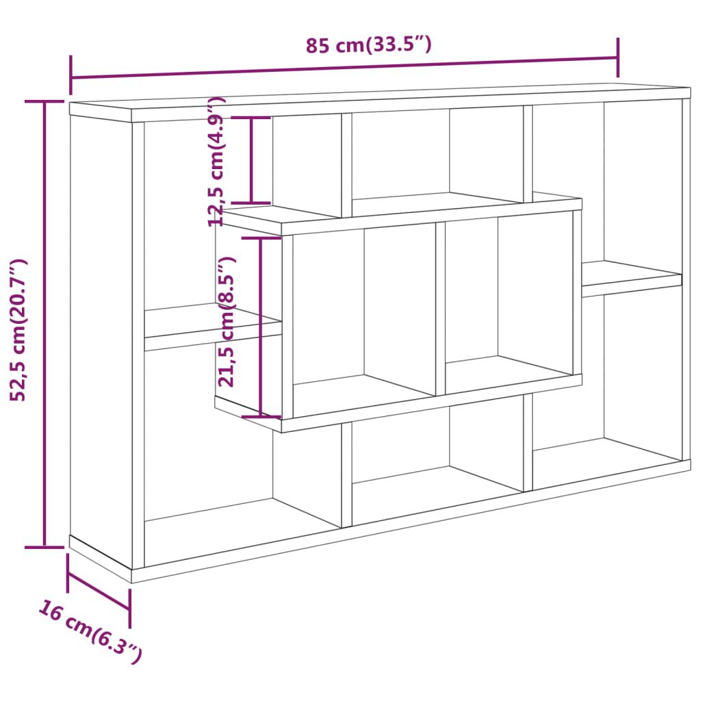 vidaXL Wall Shelf White 85x16x52.5 cm Engineered Wood