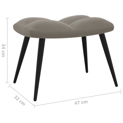 vidaXL Relaxing Chair with a Stool Light Grey Velvet