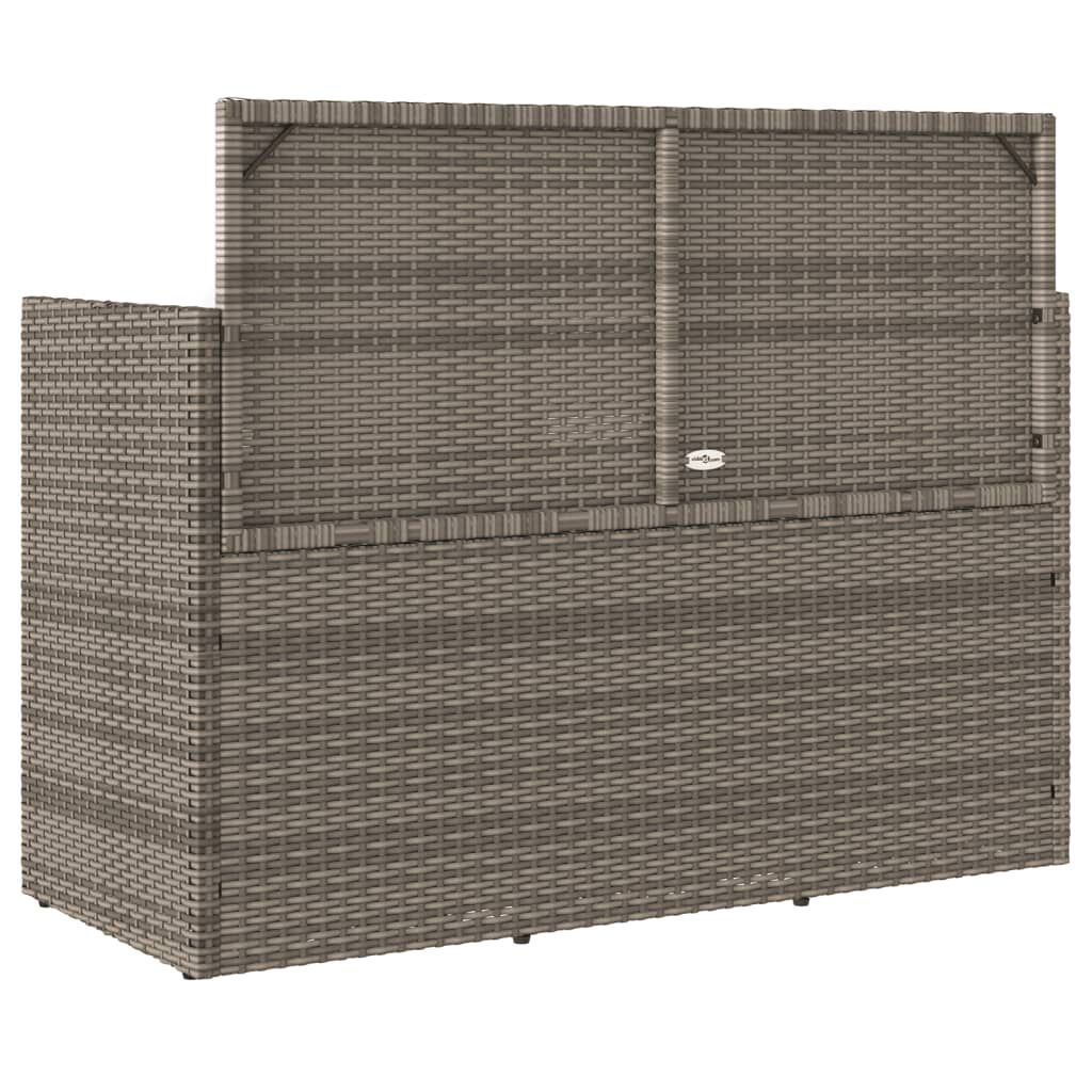 vidaXL Garden Bench with Cushions Grey Poly Rattan