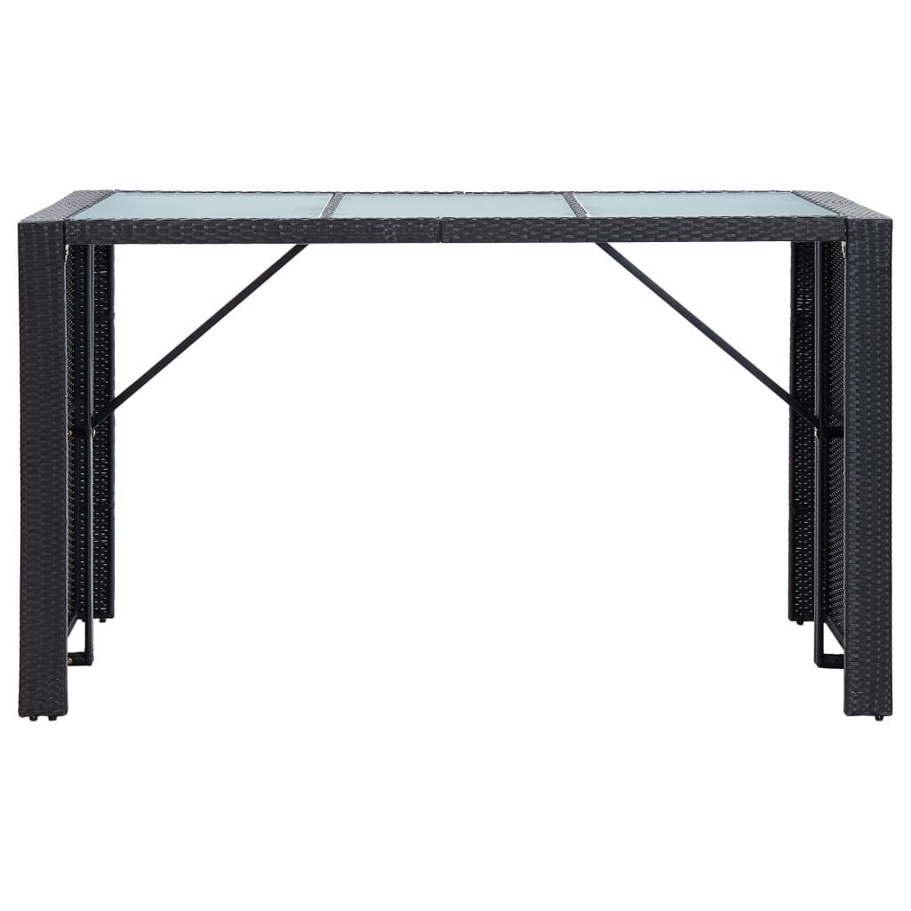 vidaXL 7 Piece Garden Bar Set with Cushions Poly Rattan Black