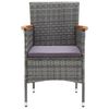 vidaXL 5 Piece Garden Dining Set with Cushions Poly Rattan Grey