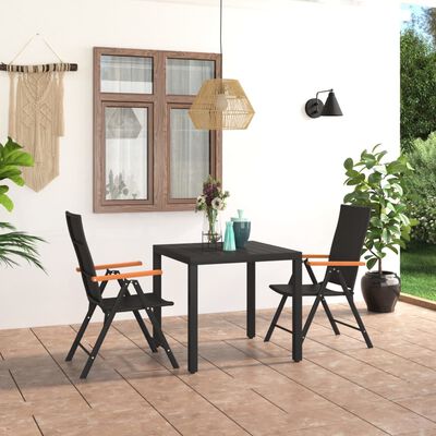 vidaXL 3 Piece Garden Dining Set Black and Brown,  vidaXL 3 Piece Garden Dining Set Black and Brown
