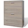 vidaXL Oak Look Wooden Shoe Cabinet with 2 Compartments